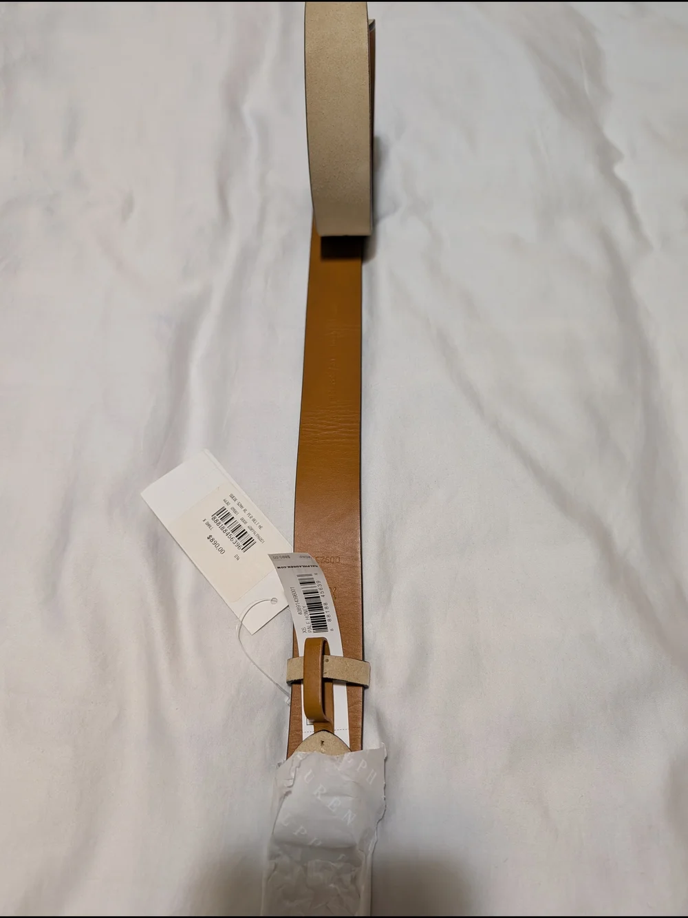 Ralph Lauren Double RL Two-Tone Brown Leather Belt with Dark Edge
